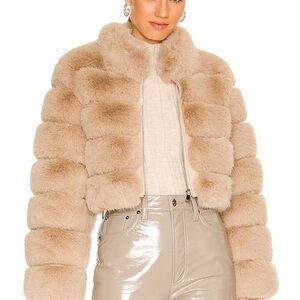 Adrienne Landau Tan Fur Jacket